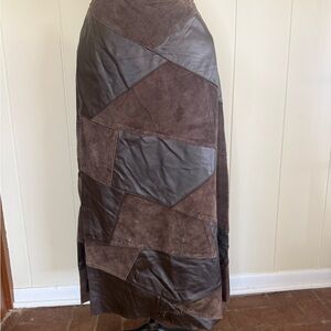 Elegant Asymmetrical Patchwork Skirt in Brown